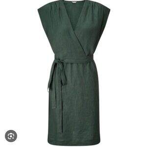 Jigsaw linen Deep Green Wrap Mini Dress